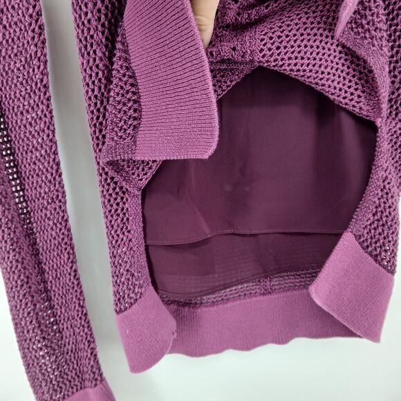 Purple Open Knit Crew Sweater Women XS Y2K Goth Edgy Alternative Boho Vamp Fairy - Picture 4 of 10